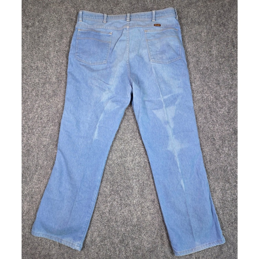 Vintage Wrangler Denim Jeans Mens 40x30 Blue Light Wash Made in USA 80495LB - Picture 2 of 11